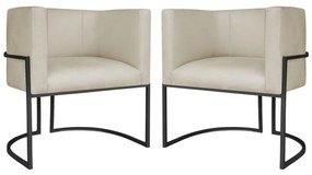Kit 2 Poltronas Dália Luxo Moderna Estofada Design Sofisticado com Base de Ferro Preto Suede