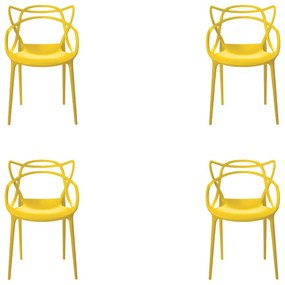 Kit 4 Cadeiras Decorativas Sala e Cozinha Feliti (PP) Amarela G56 - Gran Belo
