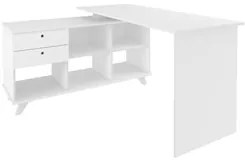 Mesa Para Computador Escrivaninha Em L Gold 2 Gavetas e Nichos Branco