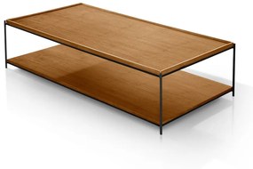 Mesa de Centro Memphis Retangular Tampo Bandeja com Prateleira em Madeira de Manejo Estrutura Aço Carbono Design by Studio 3 Design