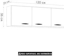 Armário de Cozinha Aéreo 120cm Classic Damasco/Off Z46 - Mpozenato