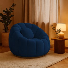 Poltrona Decorativa Orgânica Giratória Cloud Bouclê E03 - D'Rossi - Azul Marinho