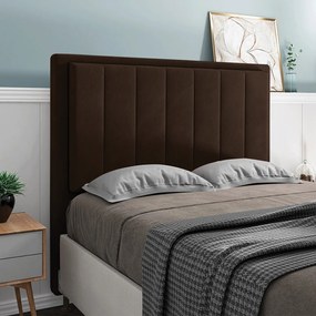 Cabeceira Casal Cama Box 140cm  para Quarto Opala Suede M11 - D'Rossi - Marrom
