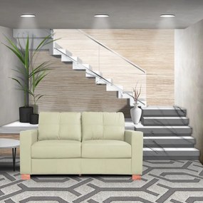 Sofá 2 Lugares Sala de Estar Pés Madeira kenny 160 cm Couro Off White G43 - Gran Belo