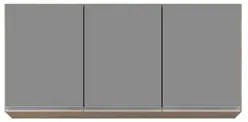 Armário Aéreo de Cozinha 120cm 3 Portas Virgínia Castanho/Cinza - Lumi