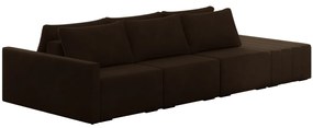 Sofá Ilha Modulado Milos 312cm Puff Lateral Veludo Marrom G33 - Gran Belo