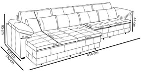 Sofá Retrátil Manual Sala de Estar Nolan Bipartido 414cm Conforto Premium em Couro Bege G58 - Gran Belo