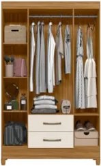 Guarda Roupa Solteiro 111cm 4 Portas Évora Z17 Freijó/Off - Mpozenato