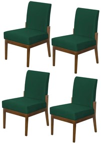 Kit 04 Cadeiras de Jantar Helena Suede Verde Bandeira - Decorar Estofados