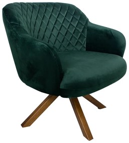 Poltrona Decorativa Kitana Pés Madeira Giratório Veludo Verde G15 - Gran Belo