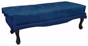 Recamier Decorativo 140cm Loewe Suede Pés de Madeira Azul Marinho G63 - Gran Belo