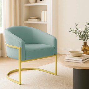 Poltrona Sala Industrial Dourada Arielle Veludo Cotelê Menta D03 - D'Rossi