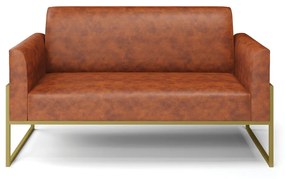 Sofá Namoradeira Base Industrial Alta Dourado Marisa Corano D03 - D'Rossi - Nozes
