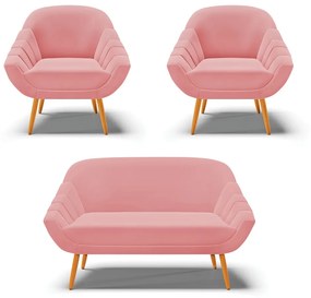 Kit 01 Namoradeira 02 Lugares e 02 Poltronas Giovana Suede Pés Palito Castanho D03 - D'Rossi 



 - Rose