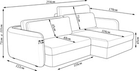 Sofá Cama Sala de Estar Bipartido 254cm Retrátil Caixa Zero Torrion Veludo Bege G93 - Gran Belo