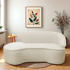 Divã Recamier Curvo Sala de Estar Recepção Marrocos 200cm Lado Esquerdo Bouclé