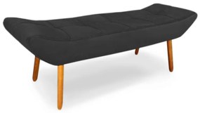 Puff Banqueta 140cm Maya Pés Palito Suede Preto - Sheep Estofados - Preto