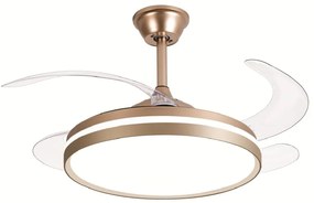 Ventilador De Teto Isis Dourado Pás Retrátil Led 30W Multicolor Bivolt...