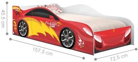 Mini Cama Infantil 157,5x72,5cm com Proteção Lateral Personagens K02 - D'Rossi - CARRO VERMELHO