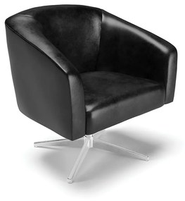 Poltrona Decorativa Giratória MA30 Stella Sintético PU Preto D03 - D'Rossi