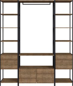 Kit Guarda Roupa Closet Modulado Steel Quadra Estilo Industrial Vermont e Preto A05 - D'Rossi