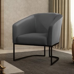 Cadeira Sala de Jantar Base Industrial Preto Stella Sintético D03 - D'Rossi - Grafite