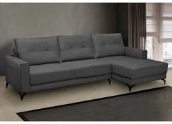 Sofá 4 Lugares com Chaise Direito 265cm Soreh F05 Veludo Grafite - Mpo