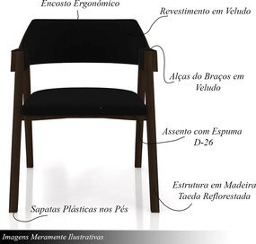 Cadeira Sala de Jantar e Jogos Carteados Madeira Maciça Poker Veludo Preto/Capuccino G42 - Gran Belo