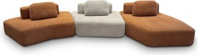 Sofá Ilha Sala de Estar 2 Módulos e Chaise Dakota Encosto Almofadas Soltas Bouclê Rústico Terracota/Greige G33 - Gran Belo