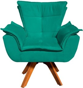 Poltrona Sala de Estar Giratória MM30 Kit 2 Opalla Suede - Verde Turquesa