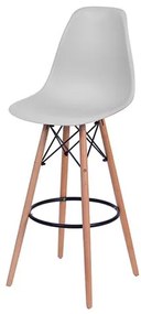 Banqueta Eames Polipropileno Cinza Fosco Base Madeira - 54756 Sun House