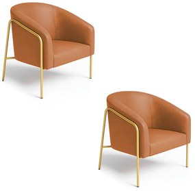 Poltrona Sala Industrial Alta Dourado Kit 2 Stella Sintético PU D03 - D'Rossi - Whisky