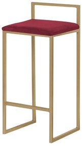 Banqueta Decorativa Selena Base Gold Suede Bordô G41 - Gran Belo