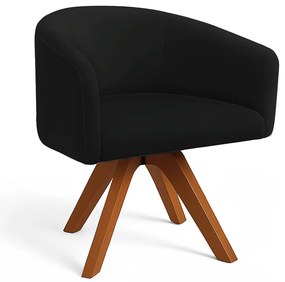 Poltrona Sala Base Giratória Madeira Arielle Veludo D03 - D'Rossi - Preto