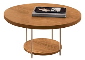 Mesa de Centro Redonda MDF Pés Metálicos Mia Cinamomo H01 - D'Rossi