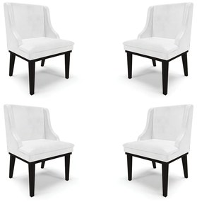 Kit 4 Cadeiras Decorativas Sala de Jantar Base Fixa de Madeira Firenze PU Branco Brilho/Preto G19 - Gran Belo