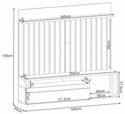 Painel para TV Suspenso 55 Pol. Elza H01 Off White/Cinamomo - Mpozenat