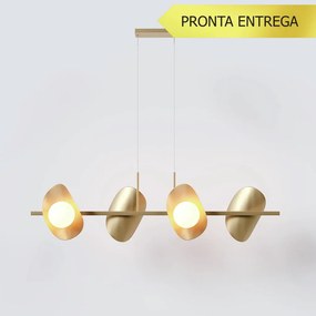 Pendente Calandra Linear 27X21X95Cm Alumínio E Globo Ø10Cm Fosco 4Xg9... (CHAMPANHE, FOSCO)