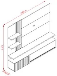 Painel Para TV Até 55 Pol. Bancada Suspensa Atena Calacata/Off White -