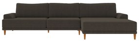 Sofá com Chaise Direita 294cm Índico Linho Marrom G52 - Gran Belo