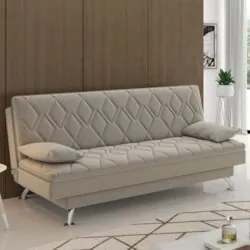 Sofá Cama para Sala de Estar Quarto 193cm Bela Z32 Suede Bege - Mpozen