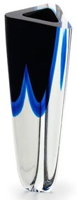 Vaso Triangular nº 2 Bicolor Preto com Água-marinha Murano Cristais Cadoro