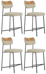 Banqueta Cozinha Média Kit 4 Milli Linho Caramelo/Areia A14 - Mpozenat