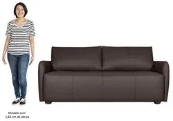 Sofá Living 2 Lugares Sala de Estar 180cm Virtus L07 Couro Marrom Café