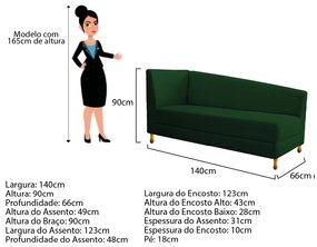 Recamier Valéria 140cm Lado Direito Suede Verde - ADJ Decor