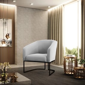 Poltrona Decorativa Industrial Preto Kit 2 Stella Suede D03 - D'Rossi - Cinza