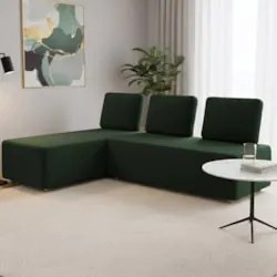 Sofá 3 Lugares Com Chaise 222cm Rovier Veludo Verde Z32 - Mpozena