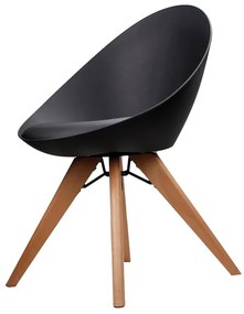 Cadeira para Sala Base Giratória de Madeira Kit 2 Elen Preto R02 - D'Rossi