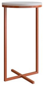 Mesa Volpi Alta Redonda Multifuncional Mdf - Branco E Cobre