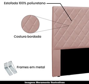 Cabeceira Decorativa 1,40M Baelon Veludo Rosa G63 - Gran Belo
